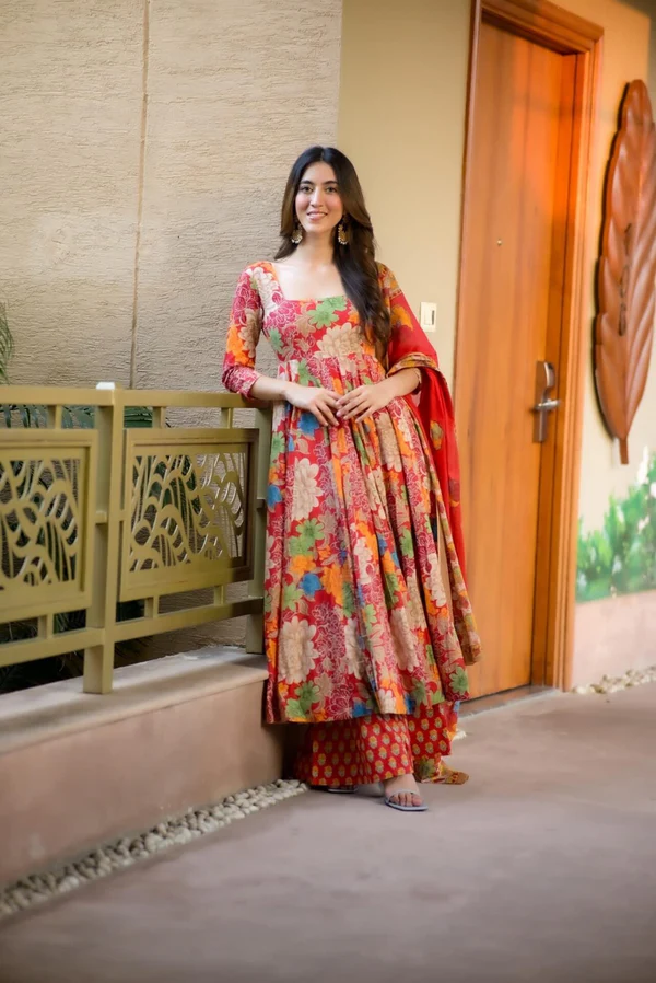 Floral Printed Anarkali Suit