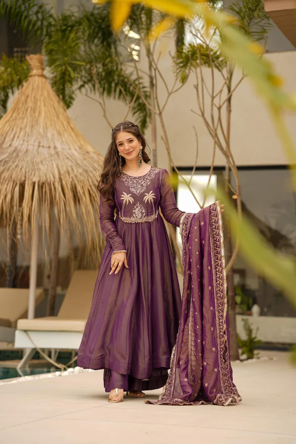 Elegant Purple Anarkali Dress
