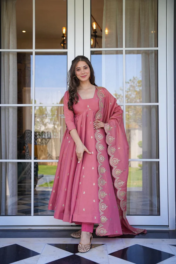 Elegant Pink Anarkali Dress