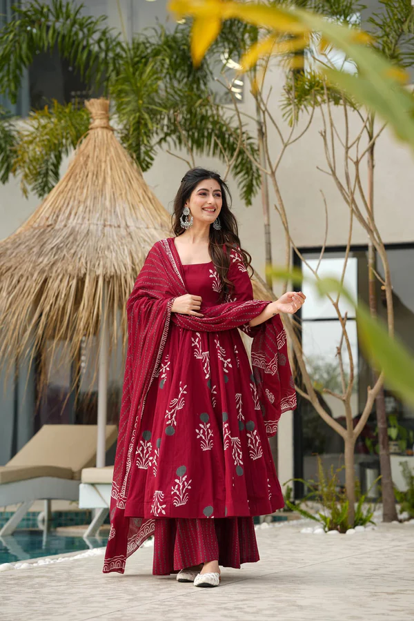 Elegant Red Anarkali Dress