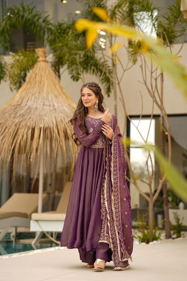 Elegant Purple Anarkali Dress