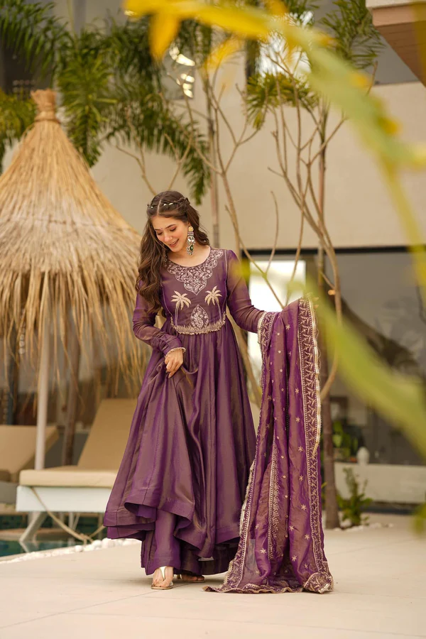 Elegant Purple Anarkali Dress