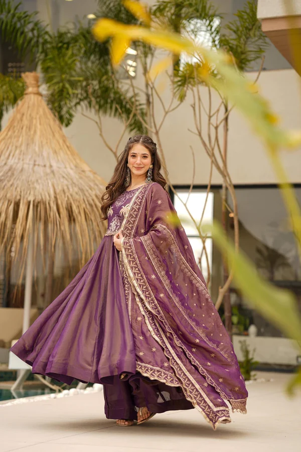 Elegant Purple Anarkali Dress