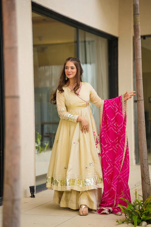 Elegant Beige Anarkali Dress
