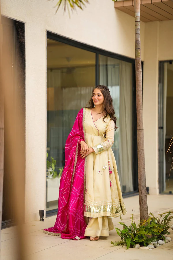 Elegant Beige Anarkali Dress