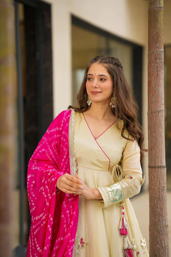 Elegant Beige Anarkali Dress