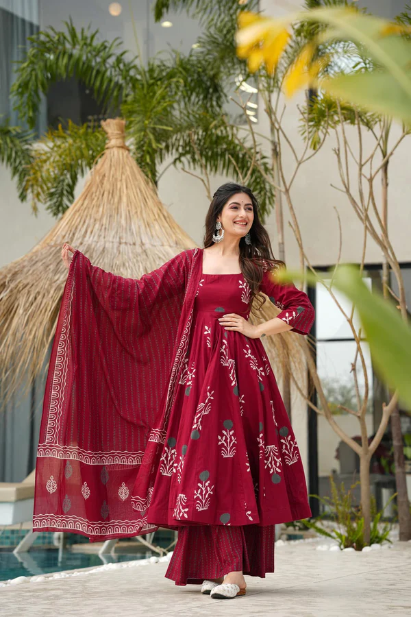 Elegant Red Anarkali Dress