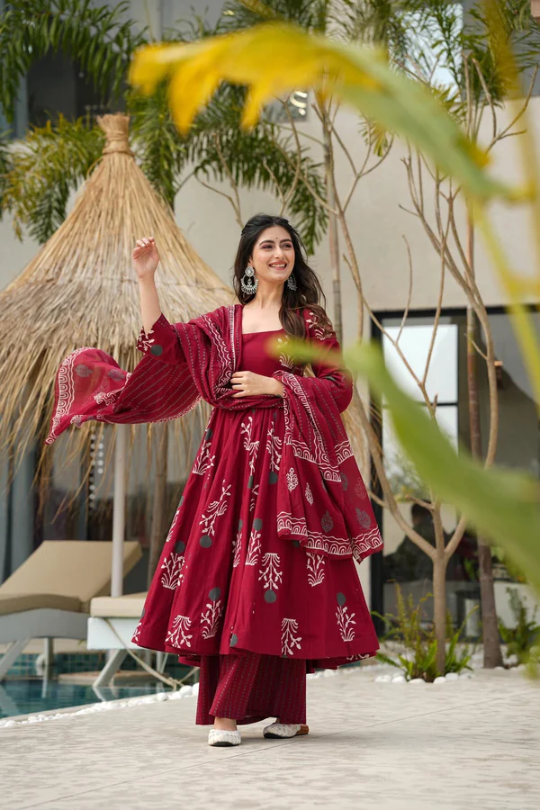 Elegant Red Anarkali Dress