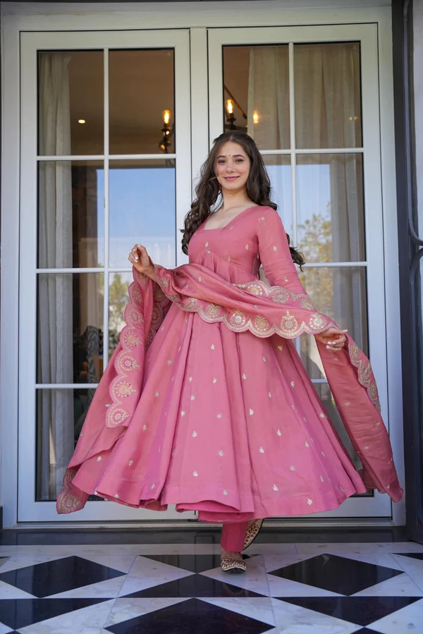 Elegant Pink Anarkali Dress