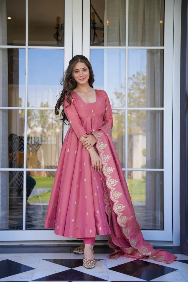 Elegant Pink Anarkali Dress