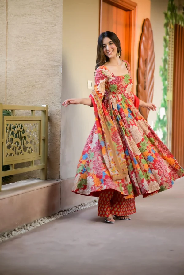 Floral Printed Anarkali Suit