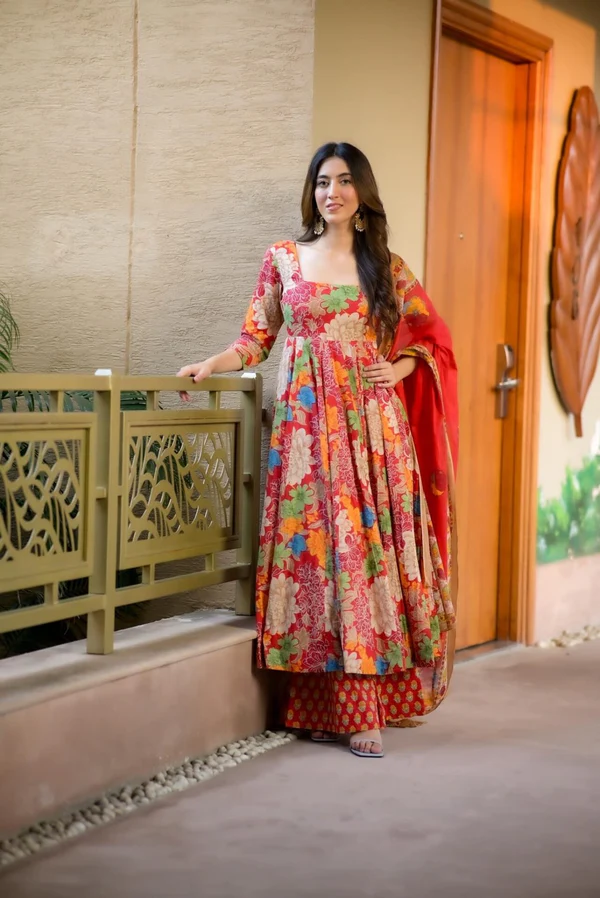 Floral Printed Anarkali Suit