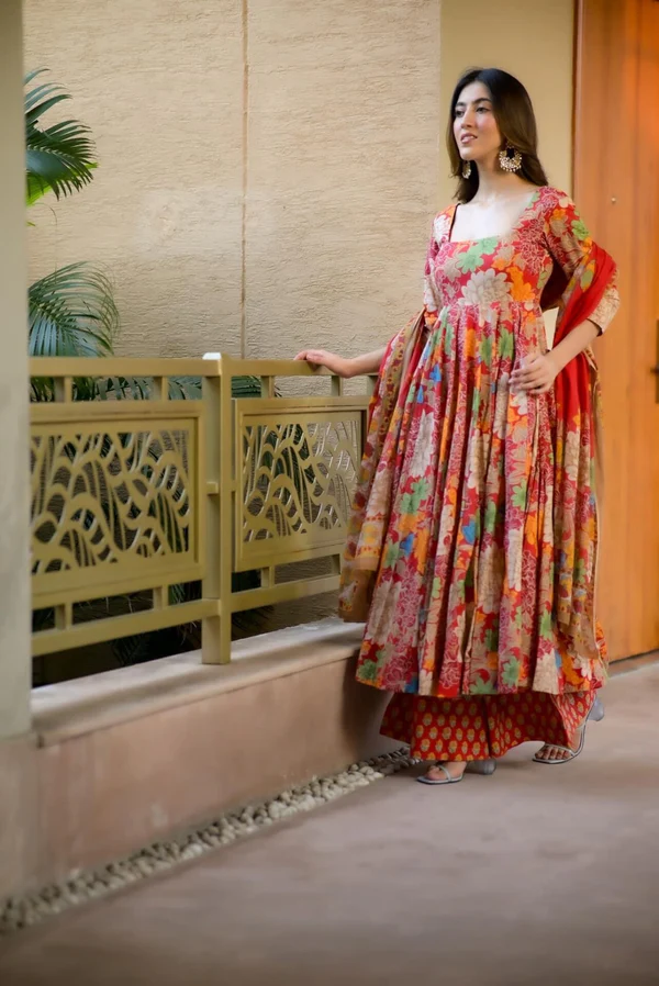 Floral Printed Anarkali Suit