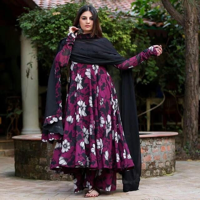 Floral Printed Anarkali Suit