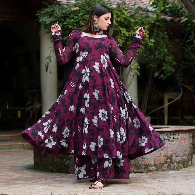Floral Printed Anarkali Suit