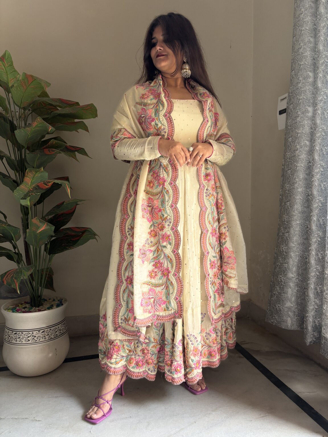 Embroidered Tissue Silk Traditional Dress
