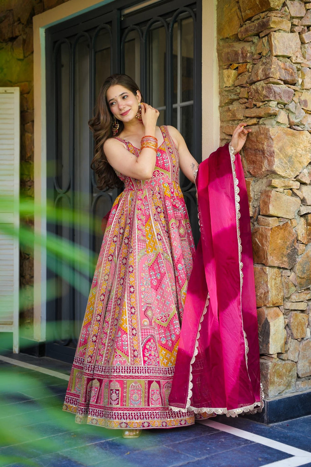 Royal Radiance Pink Anarkali Gown Set 