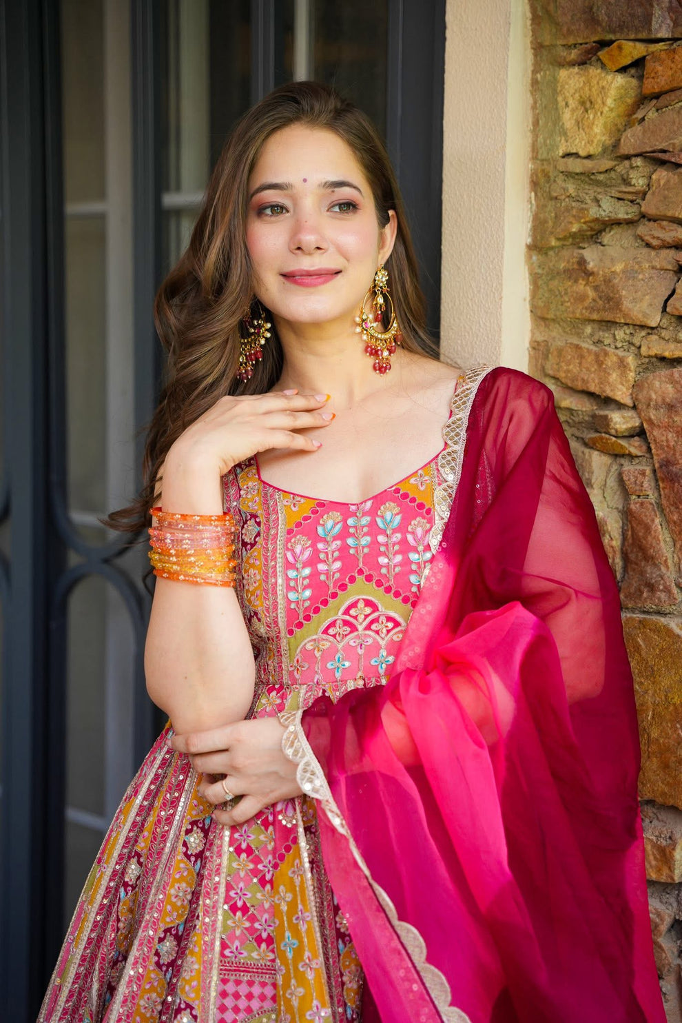 Royal Radiance Pink Anarkali Gown Set 