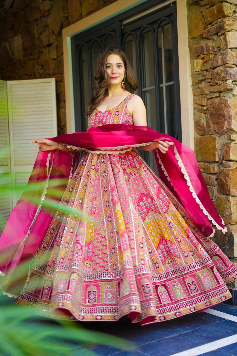 Royal Radiance Pink Anarkali Gown Set 