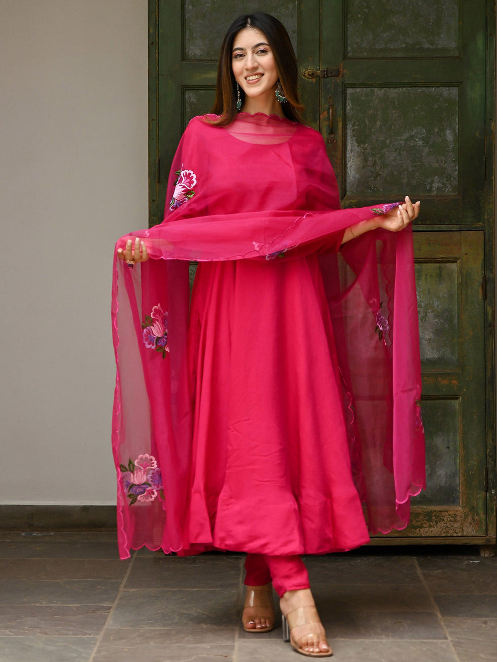 Embroidered Anarkali Gown Set 