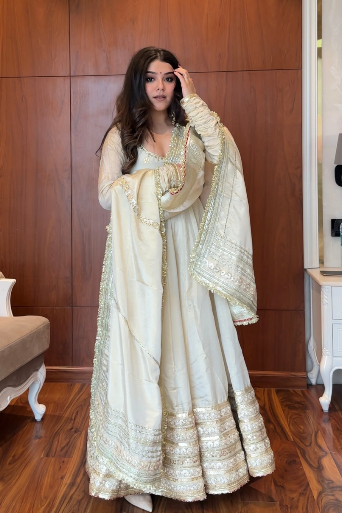 Elegant Tissue Silk Anarkali Gown 