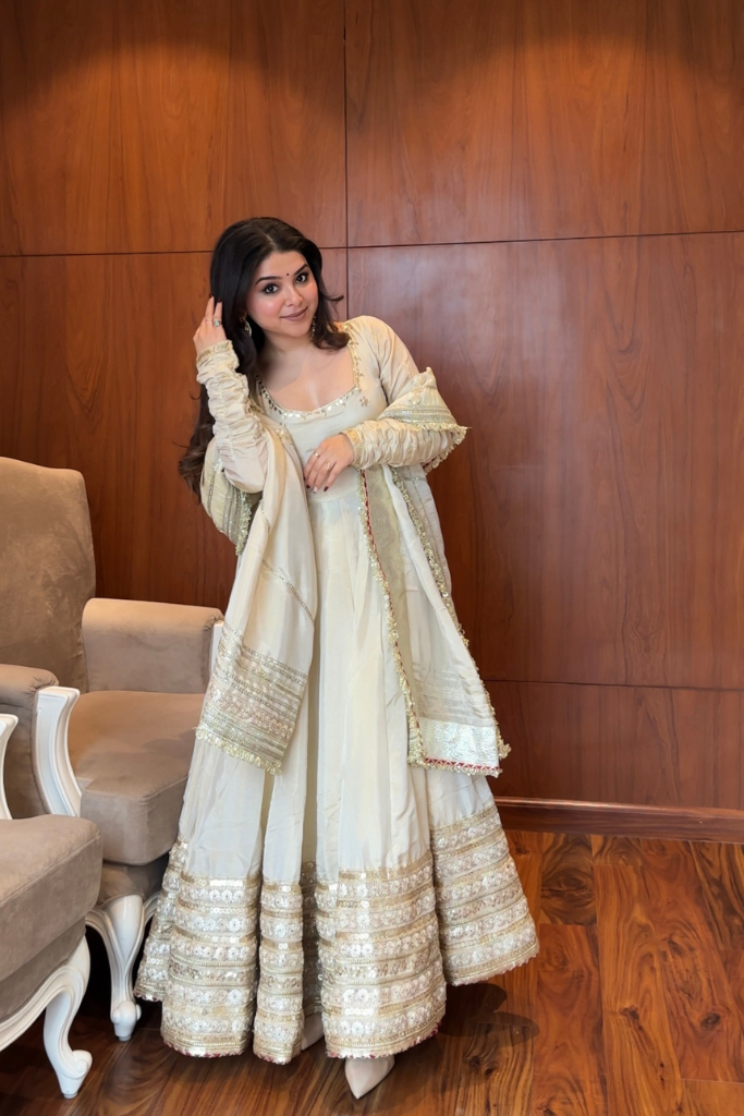 Elegant Tissue Silk Anarkali Gown 
