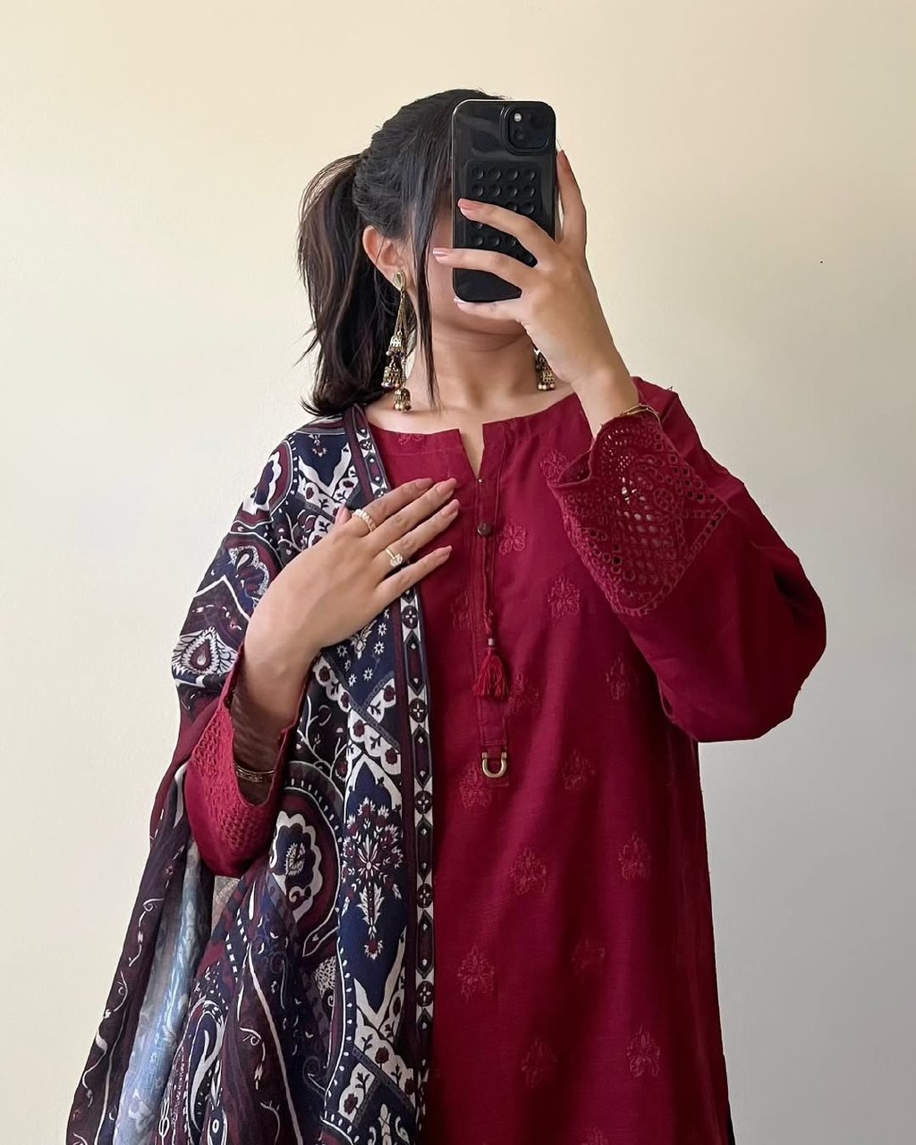 Elegant Maroon Pakistani Suit