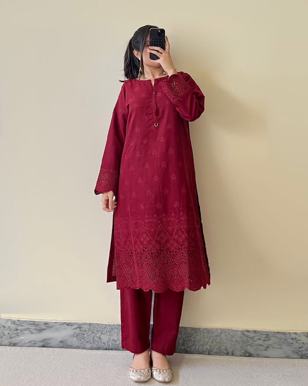 Elegant Maroon Pakistani Suit
