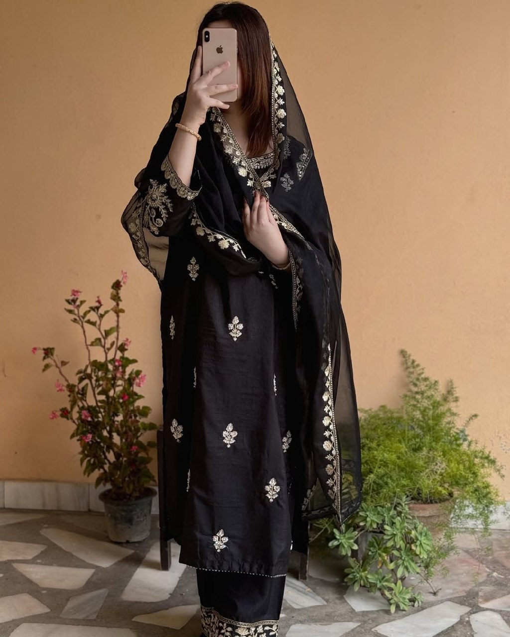 Elegant Black Embroidered Pakistani Suit