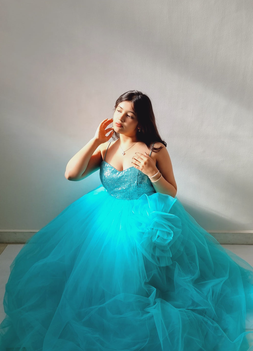 Elegant Turquoise Princess Gown 