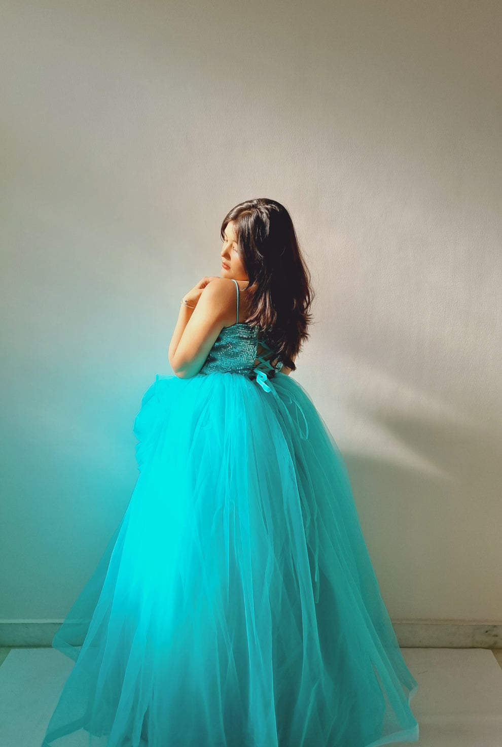 Elegant Turquoise Princess Gown 