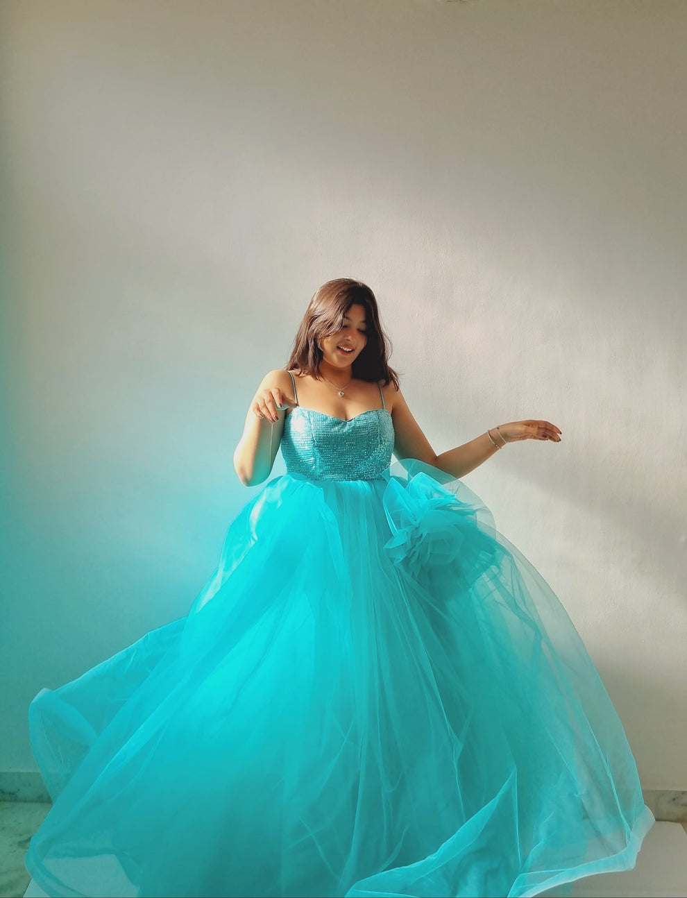 Elegant Turquoise Princess Gown 