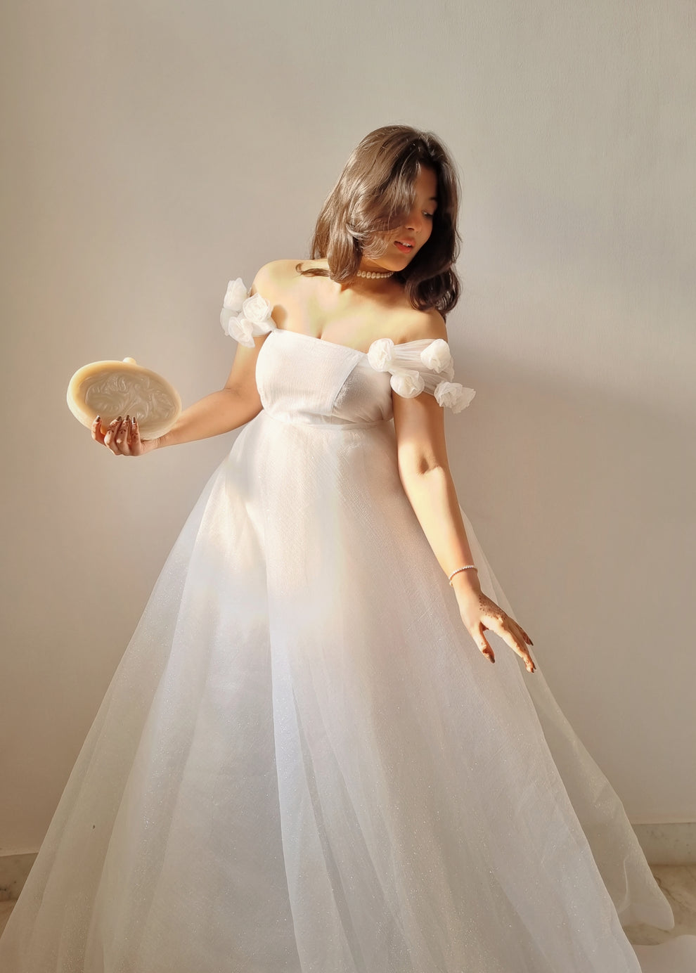 Elegant White Organza Gown