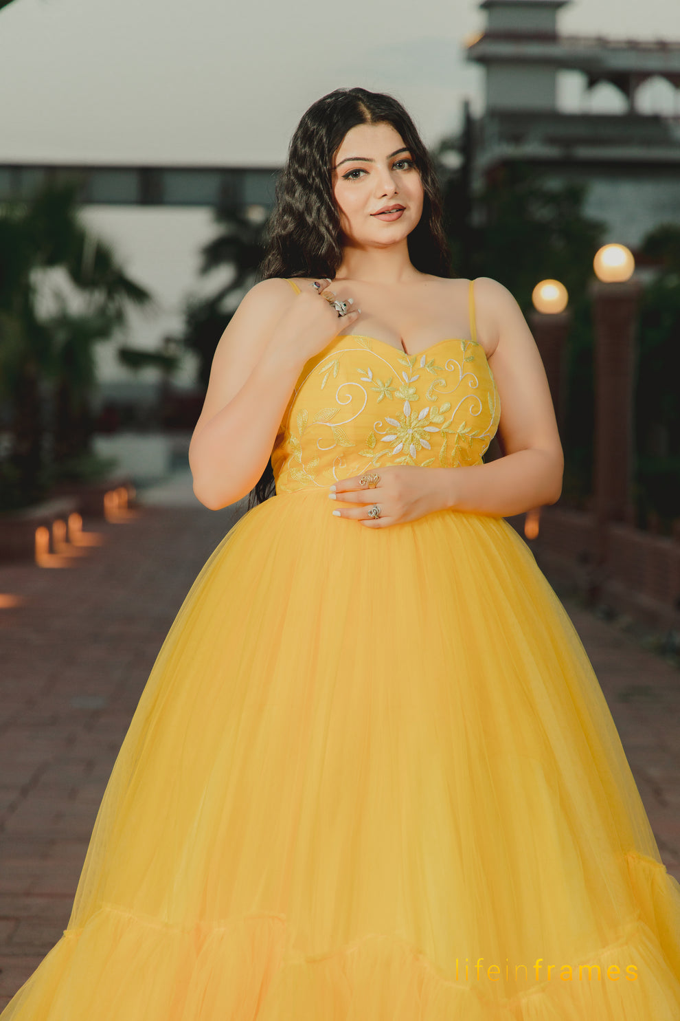 Elegant Yellow Evening Gown