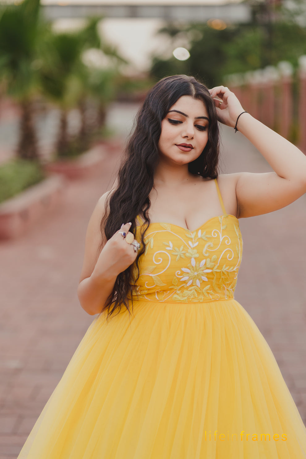 Elegant Yellow Evening Gown