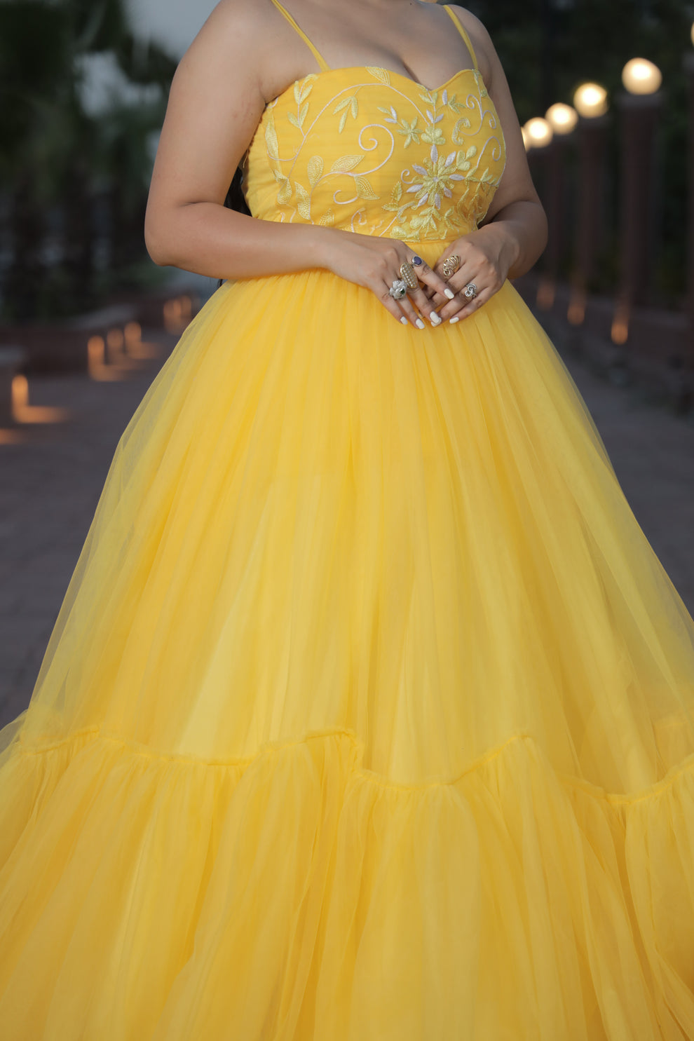 Elegant Yellow Evening Gown