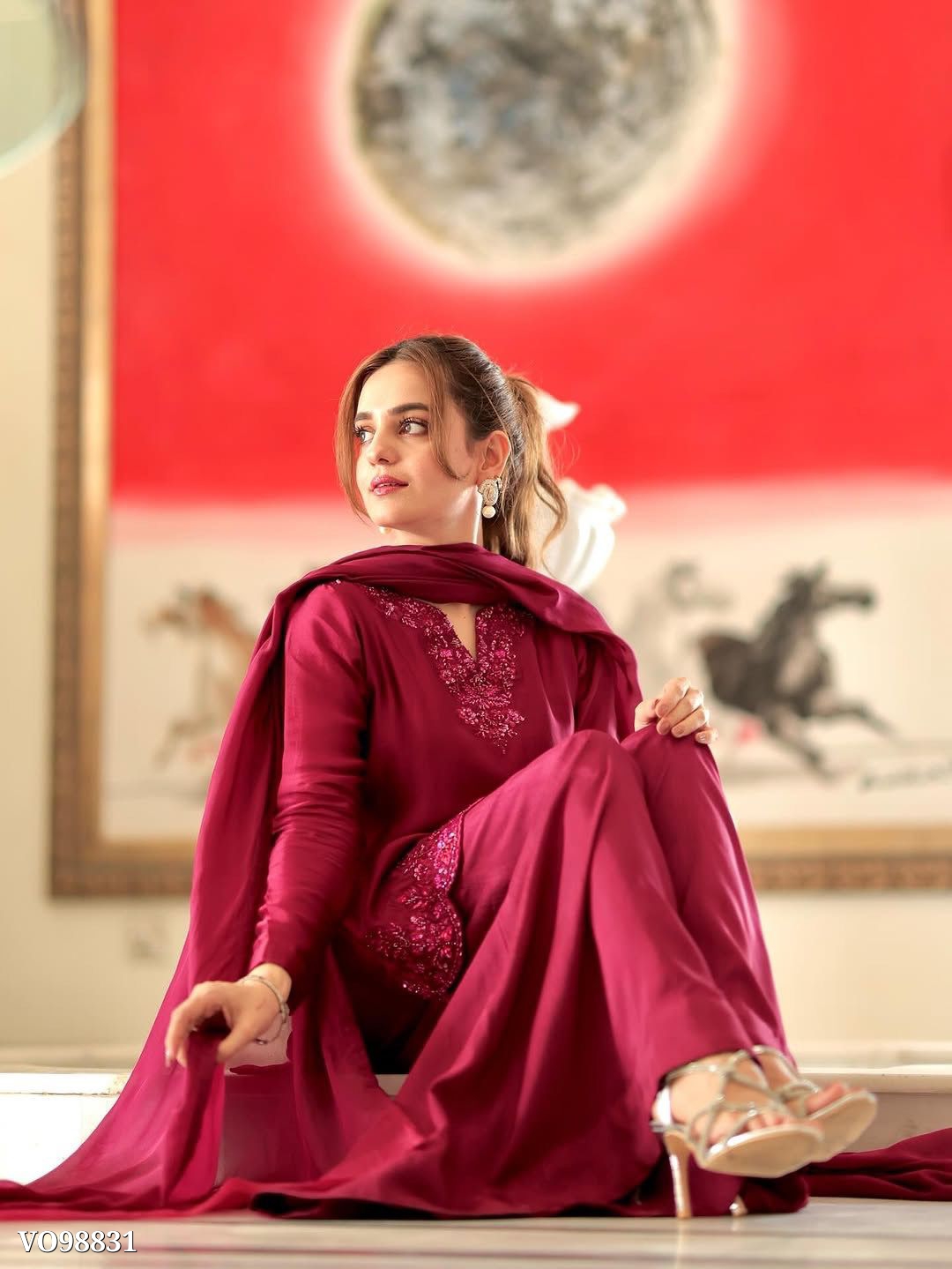 Maroon Traditional Kurta Plazzo Set 