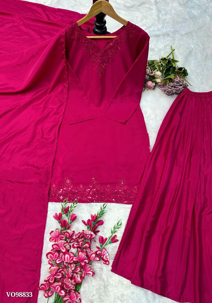 Maroon Traditional Kurta Plazzo Set 