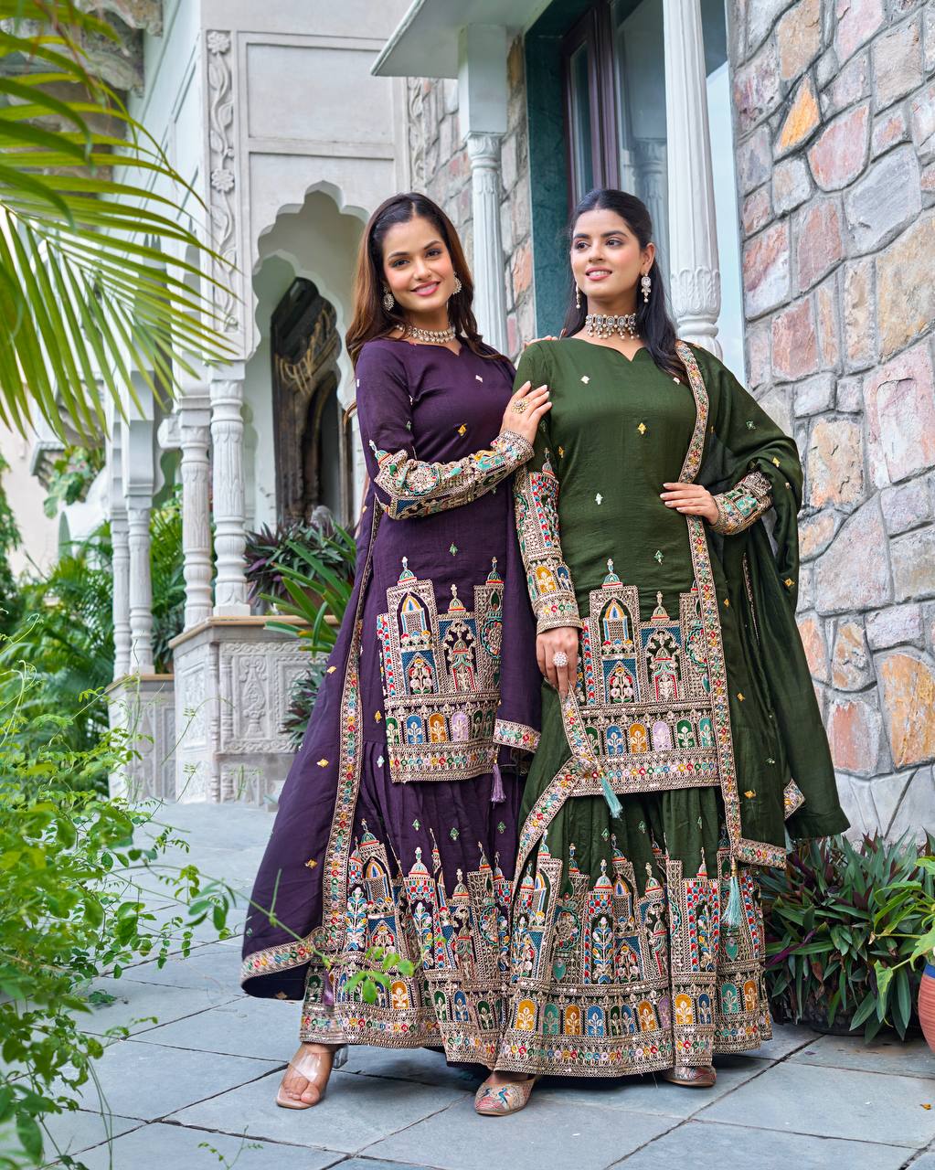 Traditional Embroidered Sharara Suit Set 