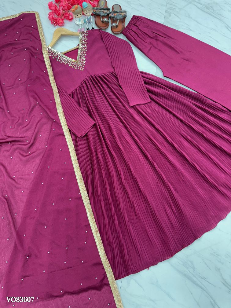 Elegant Party Wear Alia Cut Anarkali Gown Set 