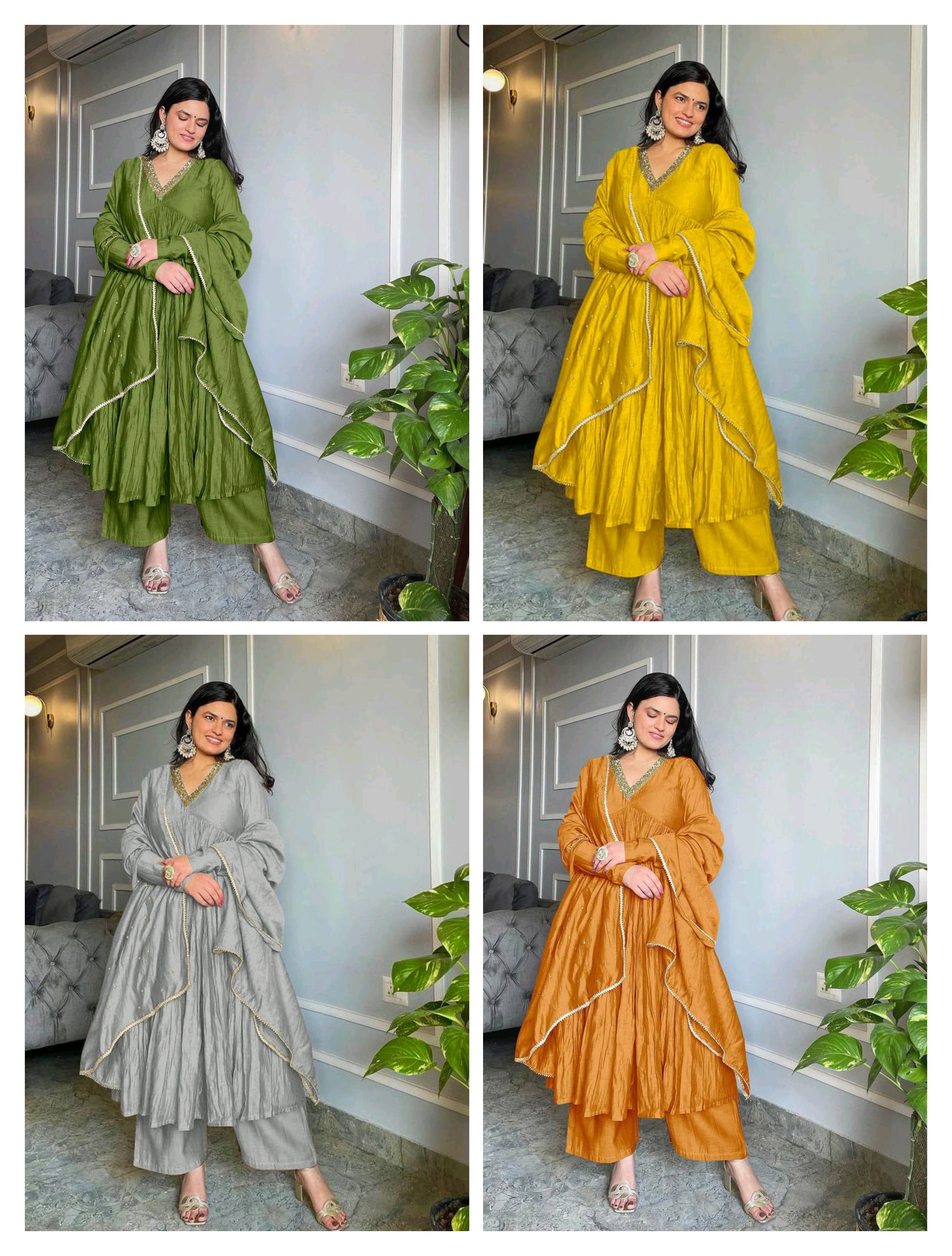 Elegant Party Wear Alia Cut Anarkali Gown Set 