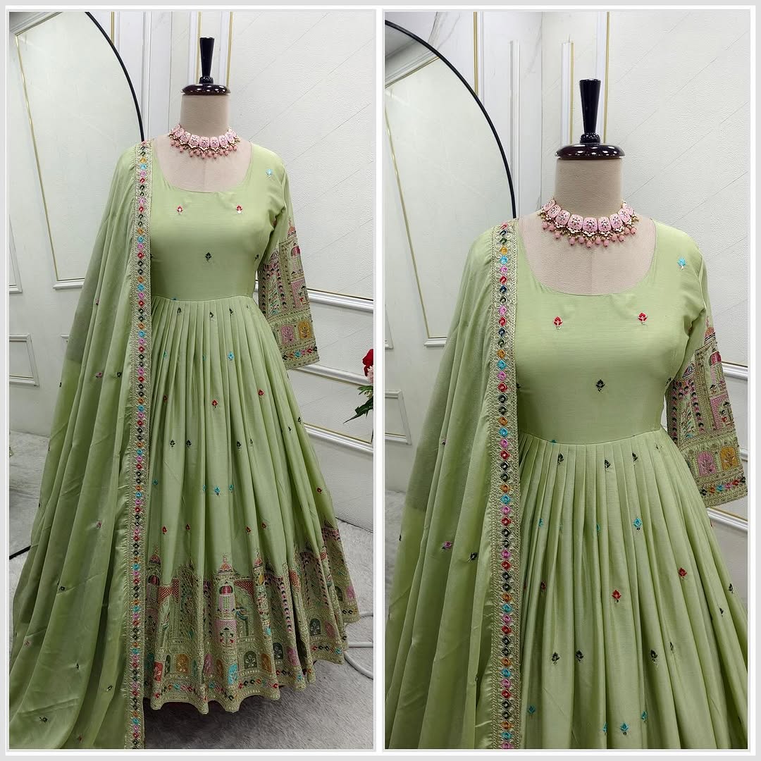 Beautiful Embroidered Anarkali Gown Set