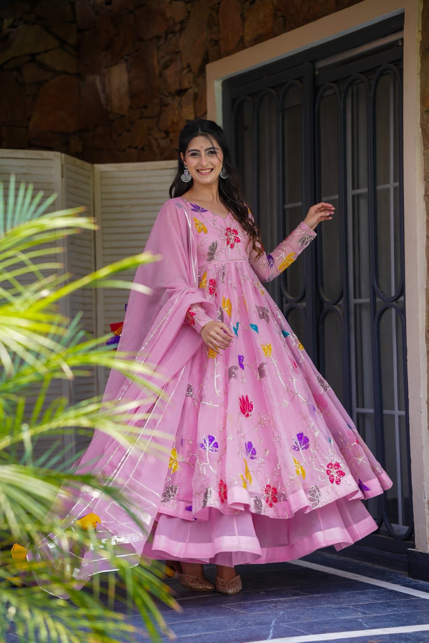 Embroidered Pink Anarkali Dress