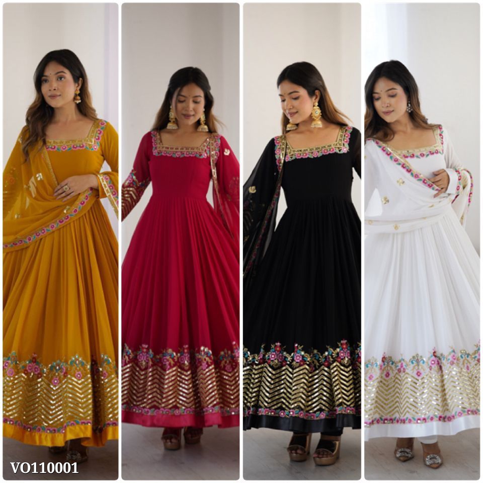 Floral Embroidered Anarkali Gown Set 