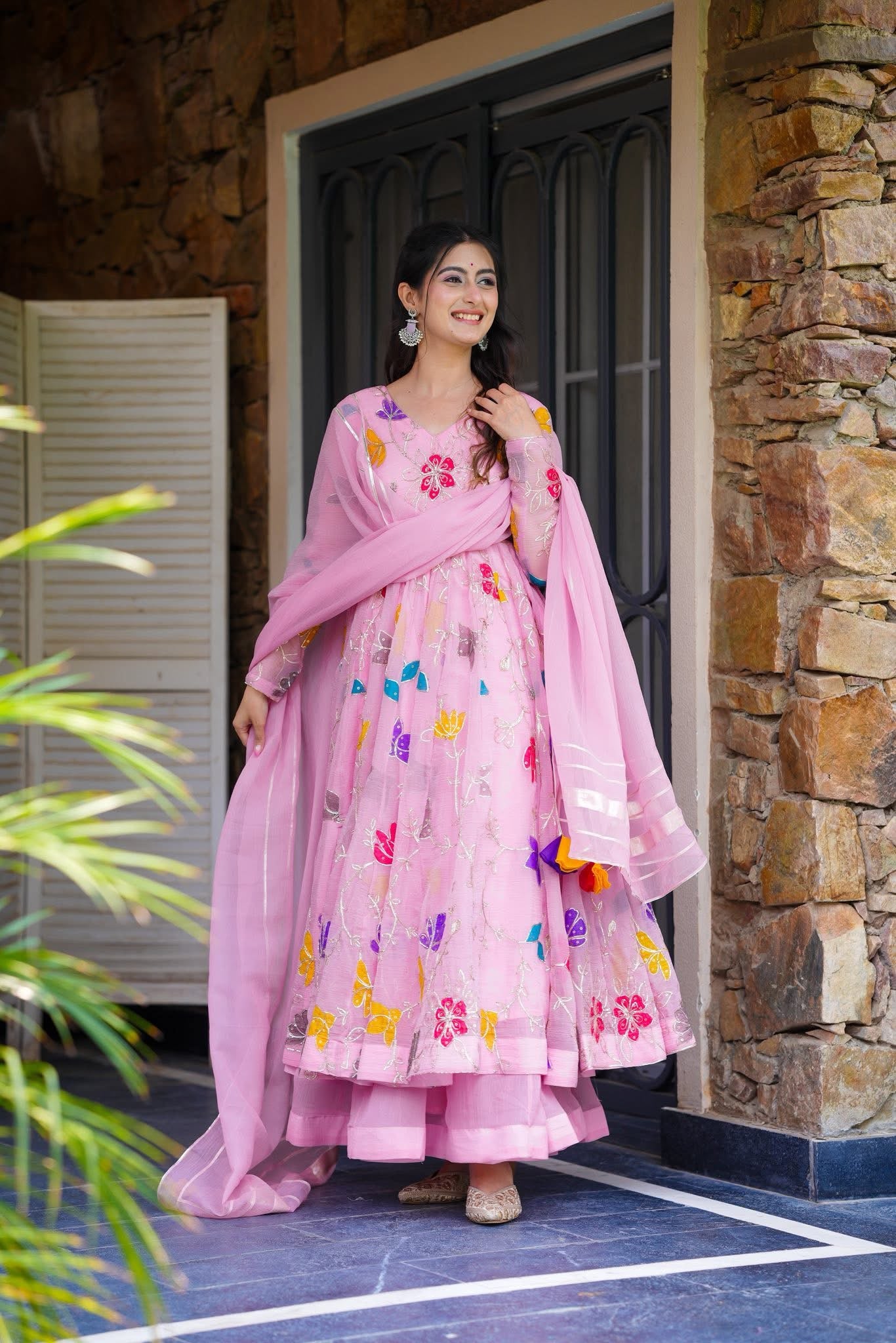 Embroidered Pink Anarkali Dress