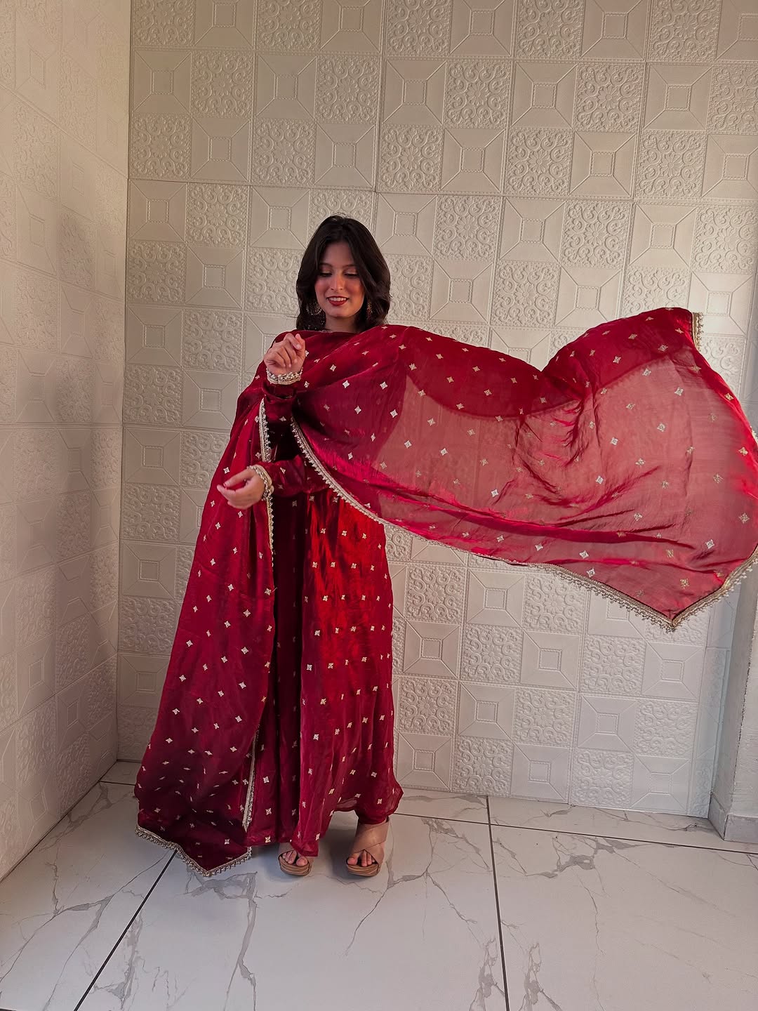 Elegant Red Anarkali Dress