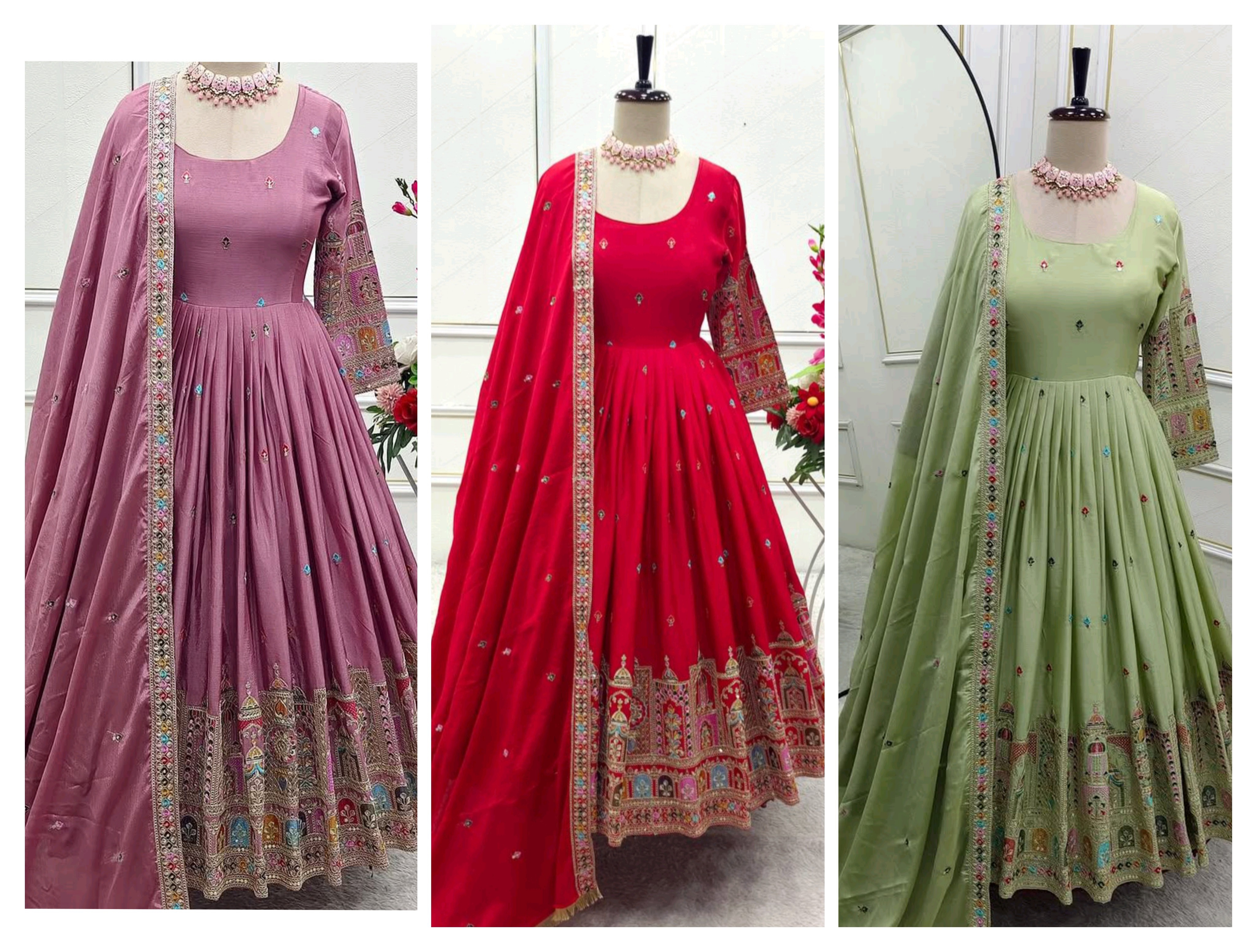 Beautiful Embroidered Anarkali Gown Set