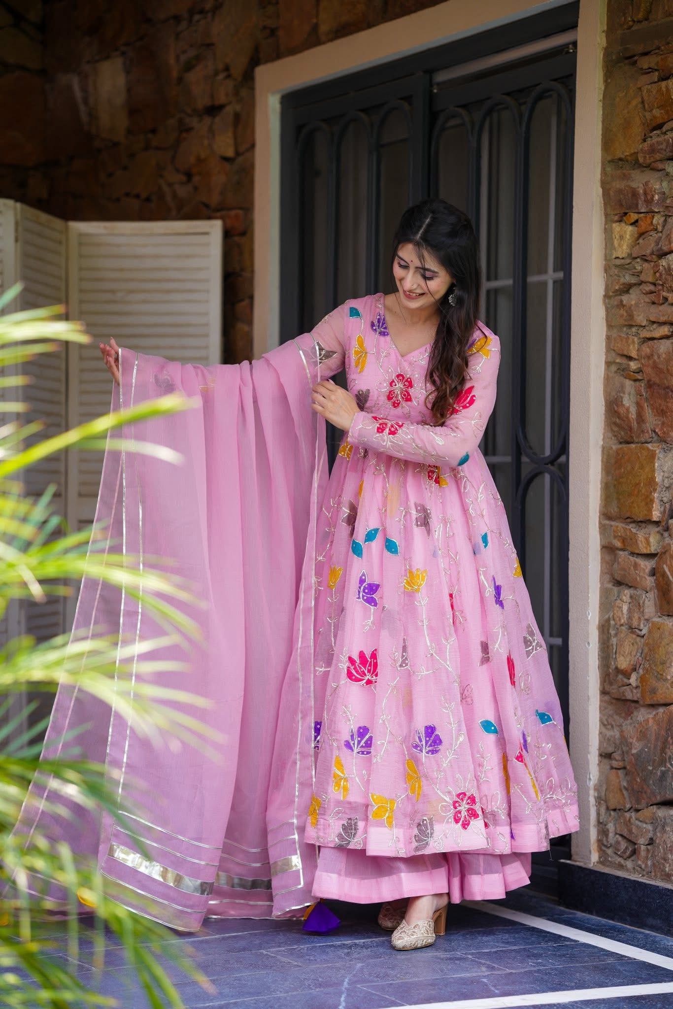 Embroidered Pink Anarkali Dress