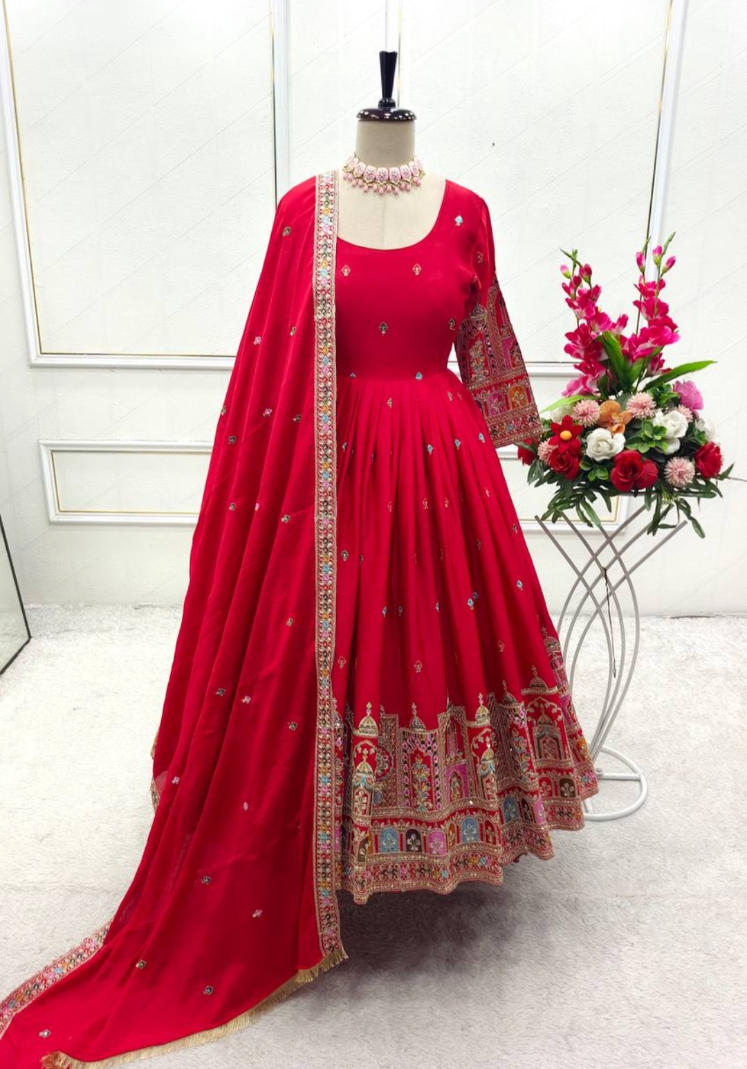 Beautiful Embroidered Anarkali Gown Set