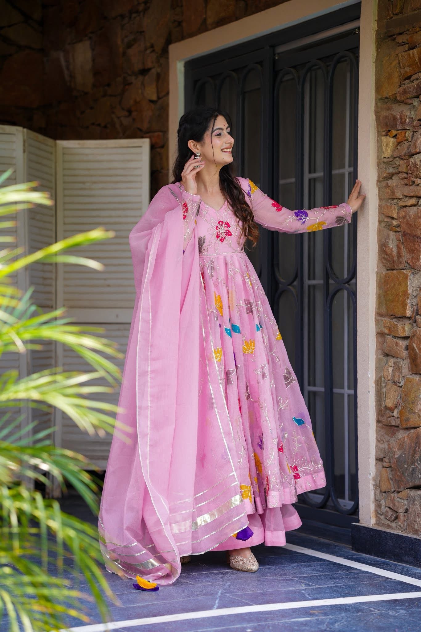 Embroidered Pink Anarkali Dress